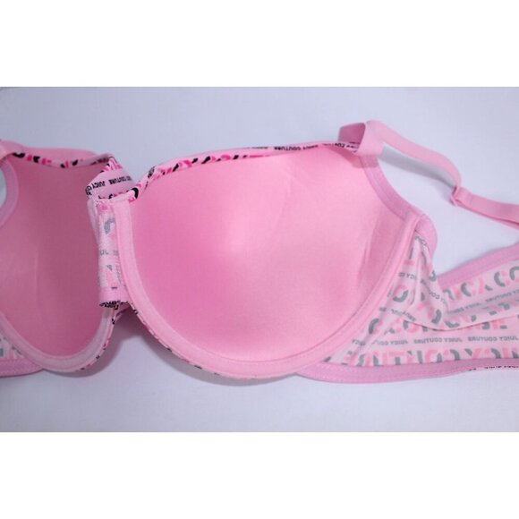 Juicy Couture Bra 42D Pink Black Log Up Lightly Padded Wired Medallion Logo NWT - Picture 11 of 15